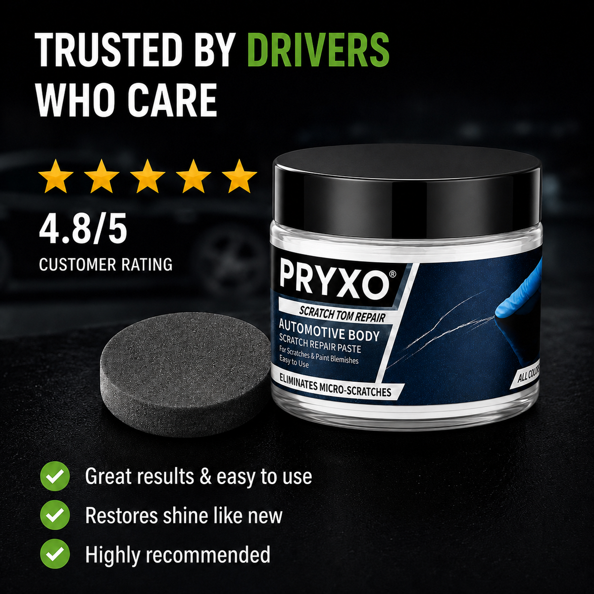 PRYXO ScratchFix™ – Car Scratch Remover & Paint Polish | Restore Shine & Reduce Scratches（200g）
