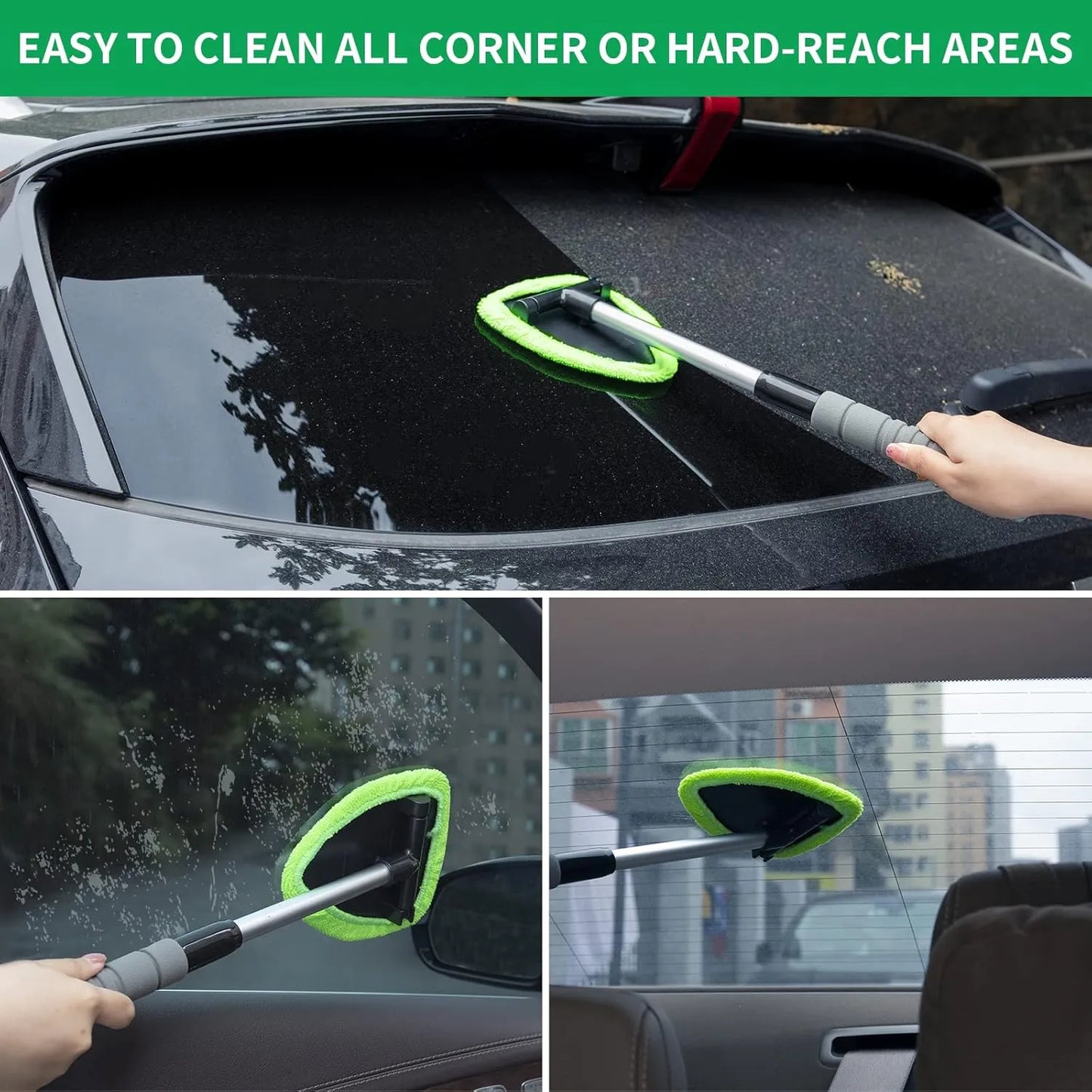 💥 💥 🔥 Windshield Cleaning Tool, Microfiber Car Window Cleaner with Extendable Handle