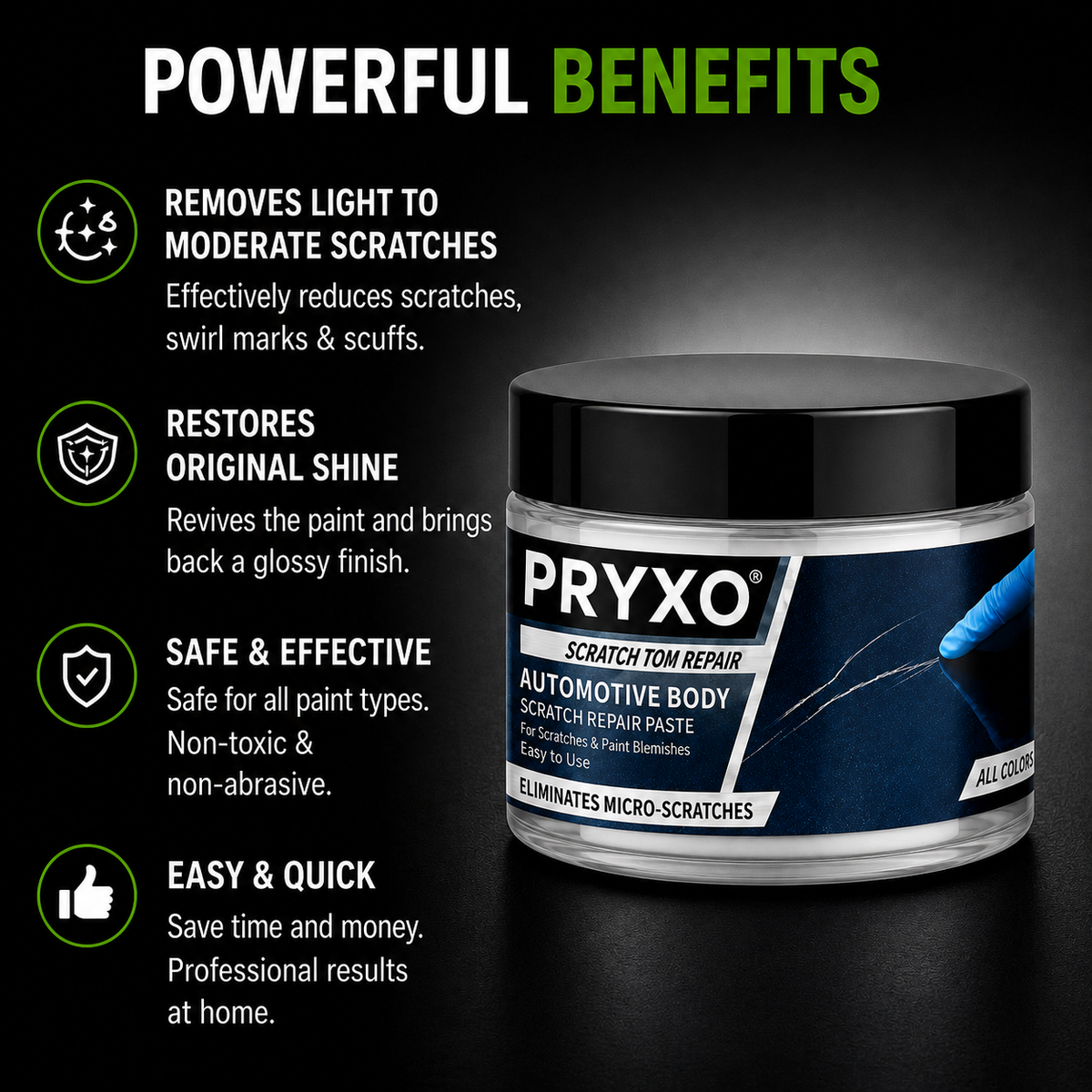 PRYXO ScratchFix™ – Car Scratch Remover & Paint Polish | Restore Shine & Reduce Scratches（200g）